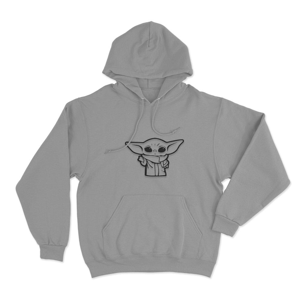 Simple Grogu Sketch Unisex Hoodie Grey Simple Grogu Sketch Unisex Hoodie Grey