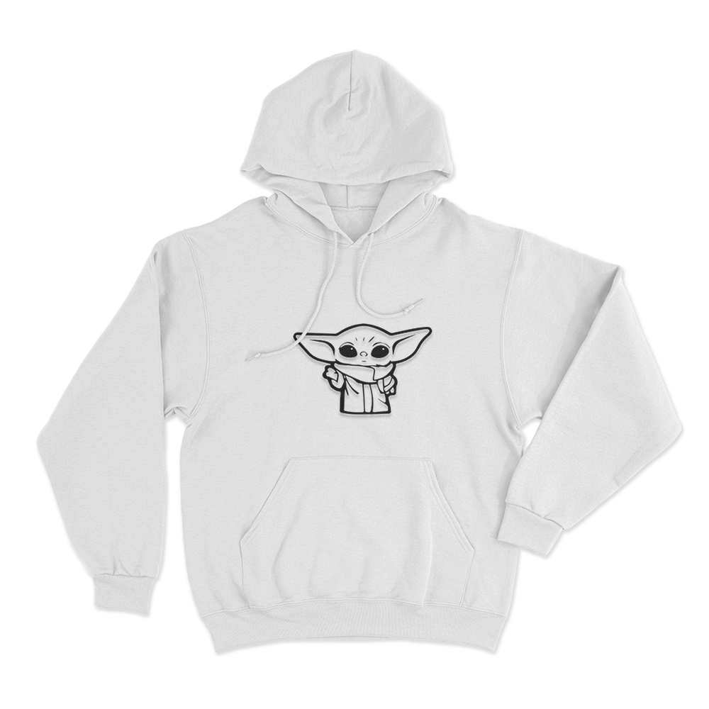 Simple Grogu Sketch Unisex Hoodie White Simple Grogu Sketch Unisex Hoodie White