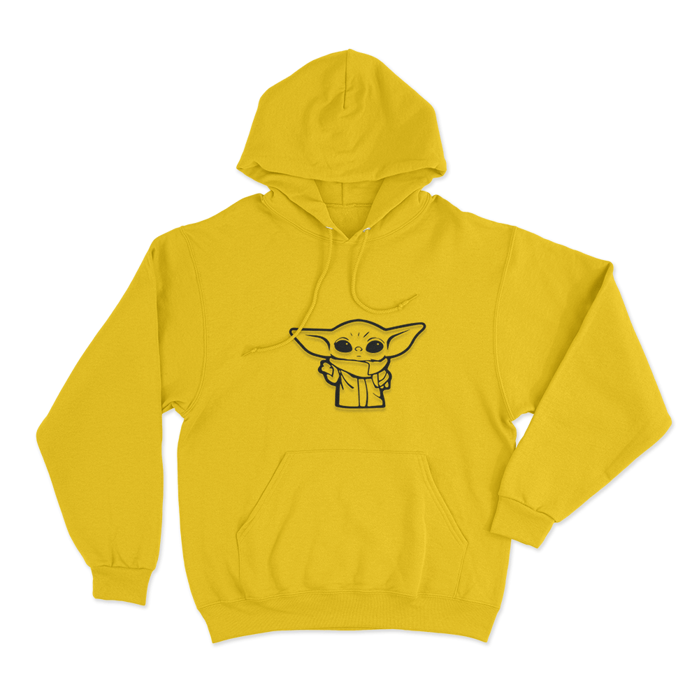 Simple Grogu Sketch Unisex Hoodie Yellow Simple Grogu Sketch Unisex Hoodie Yellow